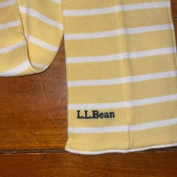 LL Bean Yellow and White Knit Nautical Striped Scarf - Picture 3 of 7